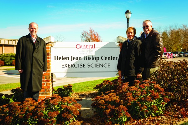 President Mark Putnam helped dedicate the Helen Jean Hislop Center, along with Greg MacMillian (Hislop’s cousin) and wife Patty.